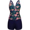 image:imageArolina 2025 Womens Tankini Swimsuits with Pockets Tummy Control Two Piece Bathing Suits with Boy ShortsNavy Flower