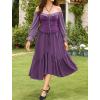 image:imageArolina Women Long Skirts High Waist Skirts Renaissance Maxi Skirts Summer Casual Elegant A Line Flowy Skirts with PocketsGray Purple