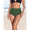 image:imageArolina Womens High Waisted Bikini Bottoms Swim Bottom Ruched Full Coverage Retro Bathing Suit BottomsArmy Green