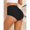 image:imageArolina Womens High Waisted Bikini Bottoms Swim Bottom Ruched Full Coverage Retro Bathing Suit BottomsBlack