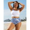 image:imageArolina Womens High Waisted Bikini Bottoms Swim Bottom Ruched Full Coverage Retro Bathing Suit BottomsBlue and White Porcelain