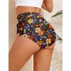 image:imageArolina Womens High Waisted Bikini Bottoms Swim Bottom Ruched Full Coverage Retro Bathing Suit BottomsMidnight Garden