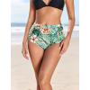 image:imageArolina Womens High Waisted Bikini Bottoms Swim Bottom Ruched Full Coverage Retro Bathing Suit BottomsMint Green Tropical