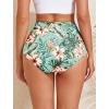 image:imageArolina Womens High Waisted Bikini Bottoms Swim Bottom Ruched Full Coverage Retro Bathing Suit BottomsMint Green Tropical