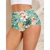 image:imageArolina Womens High Waisted Bikini Bottoms Swim Bottom Ruched Full Coverage Retro Bathing Suit BottomsMint Green Tropical