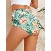 image:imageArolina Womens High Waisted Bikini Bottoms Swim Bottom Ruched Full Coverage Retro Bathing Suit BottomsMint Green Tropical