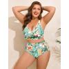 image:imageArolina Womens High Waisted Bikini Bottoms Swim Bottom Ruched Full Coverage Retro Bathing Suit BottomsMint Green Tropical