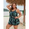 image:imageArolina Womens Plus Size Tankini Swimsuits Mesh See Through Modest Two Piece Bathing Suits Front Tie Flowing Swimwear