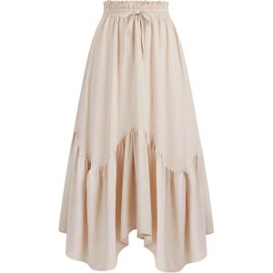 image:imageArolina Women Long Skirts High Waist Skirts Renaissance Maxi Skirts Summer Casual Elegant A Line Flowy Skirts with PocketsBeige