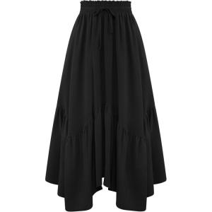 image:imageArolina Women Long Skirts High Waist Skirts Renaissance Maxi Skirts Summer Casual Elegant A Line Flowy Skirts with PocketsBlack