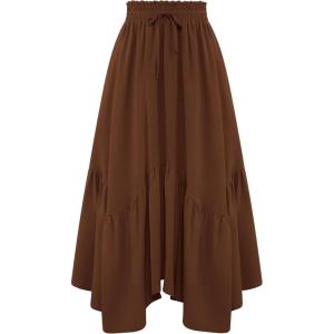 image:imageArolina Women Long Skirts High Waist Skirts Renaissance Maxi Skirts Summer Casual Elegant A Line Flowy Skirts with PocketsBrown