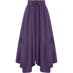 image:imageArolina Women Long Skirts High Waist Skirts Renaissance Maxi Skirts Summer Casual Elegant A Line Flowy Skirts with PocketsGray Purple