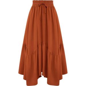 image:imageArolina Women Long Skirts High Waist Skirts Renaissance Maxi Skirts Summer Casual Elegant A Line Flowy Skirts with PocketsOrange