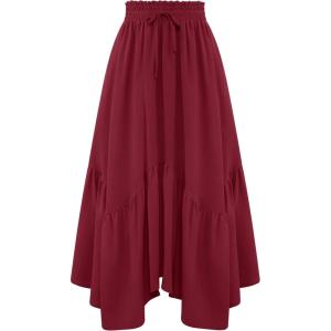 image:imageArolina Women Long Skirts High Waist Skirts Renaissance Maxi Skirts Summer Casual Elegant A Line Flowy Skirts with PocketsRed