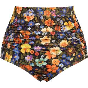 image:imageArolina Womens High Waisted Bikini Bottoms Swim Bottom Ruched Full Coverage Retro Bathing Suit BottomsMidnight Garden