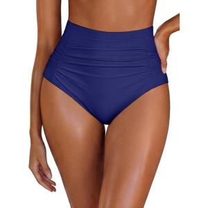 image:imageArolina Womens High Waisted Bikini Bottoms Swim Bottom Ruched Full Coverage Retro Bathing Suit BottomsNavy