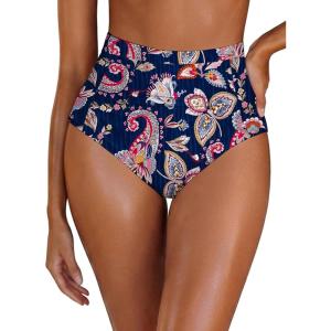 image:imageArolina Womens High Waisted Bikini Bottoms Swim Bottom Ruched Full Coverage Retro Bathing Suit BottomsPaisley
