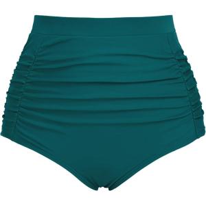 image:imageArolina Womens High Waisted Bikini Bottoms Swim Bottom Ruched Full Coverage Retro Bathing Suit BottomsPeacock Blue