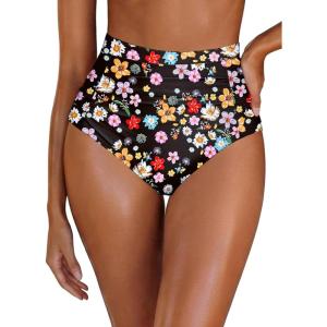 image:imageArolina Womens High Waisted Bikini Bottoms Swim Bottom Ruched Full Coverage Retro Bathing Suit BottomsSmall Floral