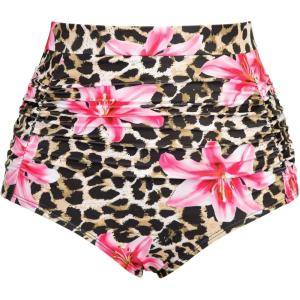 image:imageArolina Womens High Waisted Bikini Bottoms Swim Bottom Ruched Full Coverage Retro Bathing Suit BottomsTropical Leopard